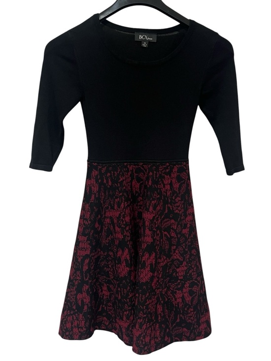 BCX Dresses & Skirts - BCX 3/4-Sleeve Lace-Skirt Sweater Dress in black and burgundy Size Junior XS